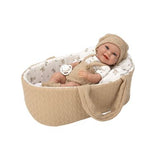 Muñeca Elegance 33cm Babyto Beige con Cuna Portable